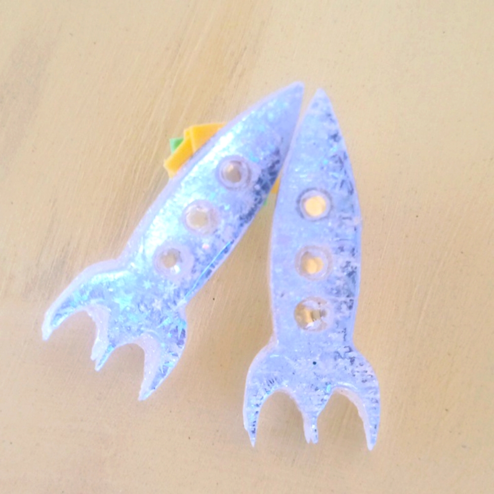 Atomic Lucite Rocket Earrings NEW
